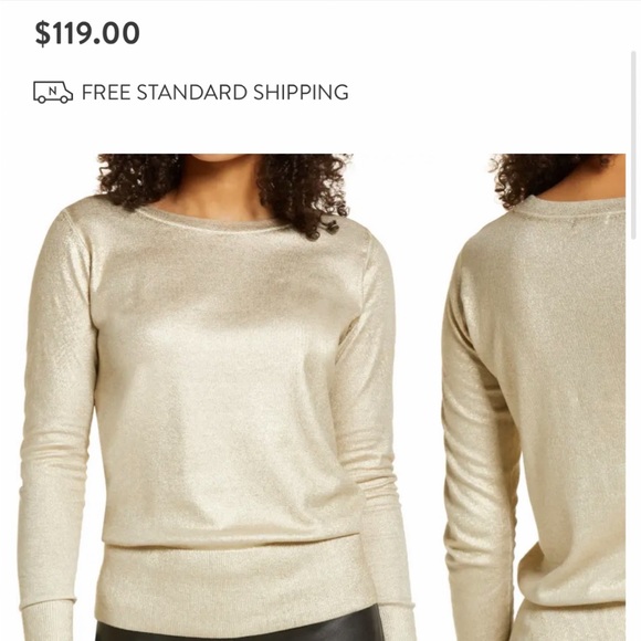 Halogen - Foil Crewneck Cotton Top - Size Small - Picture 3 of 7